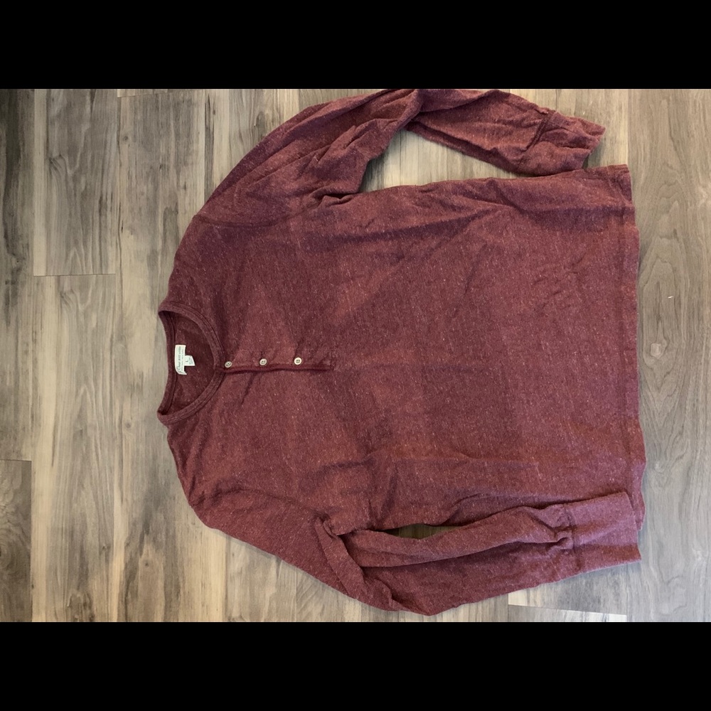 Red J Crew semi button down long sleeve